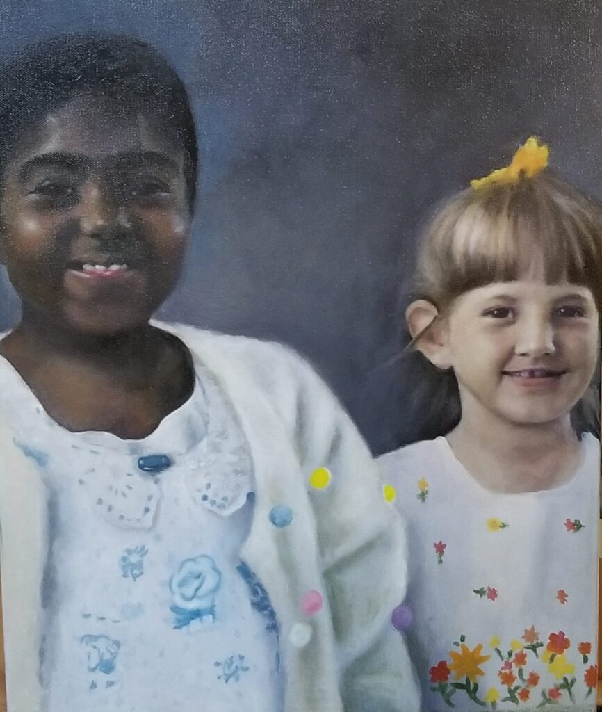 Best Friends, oil portrait by Jerry Smith