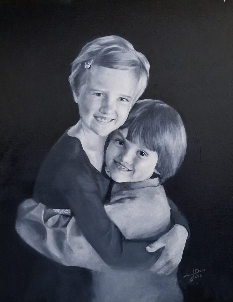 Brother and Sister, oil portrait by Jerry Smith