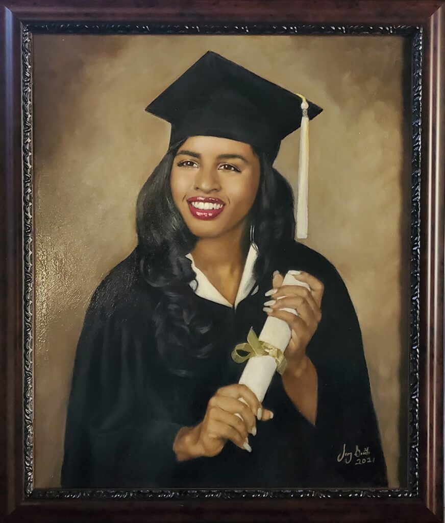 Graduation 2020, oil portrait by Jerry Smith